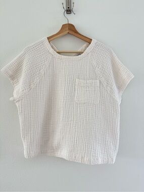 Madewell Cream Textured Waffle Short-Sleeve Tee